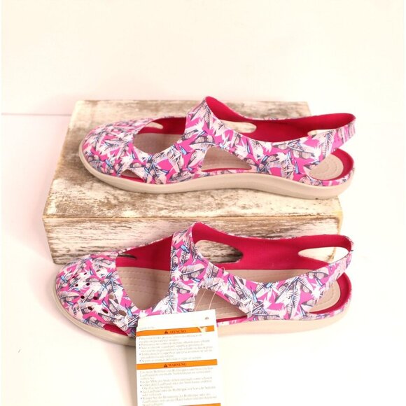 Crocs Shoes Swiftwater Wave Women's 9 Graphic Candy Pink Mary Jane Style NWT - Picture 3 of 9